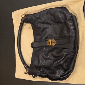 Burberry Black Leather Shoulder Bag with Gold Hardware
